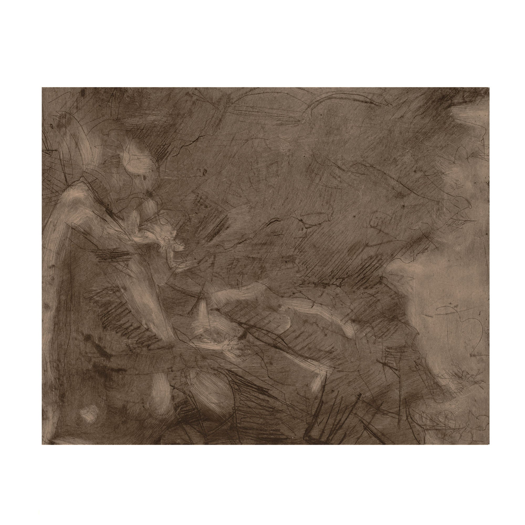 Sepia Reverie - Vintage Sepia Abstract Sketch Unframed Print