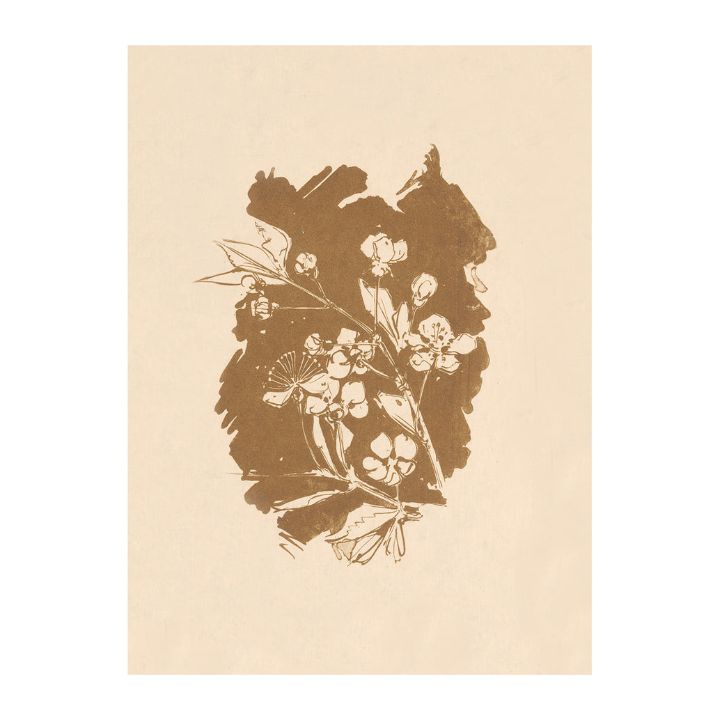 Umber Botanical Study – Vintage Floral Silhouette