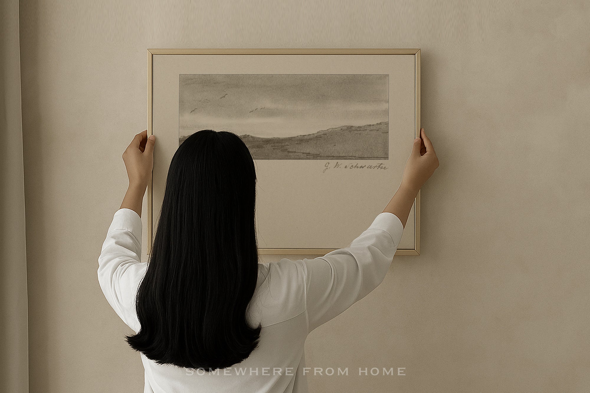 Quiet Horizon Set of 3 - Vintage Landscape Sketch