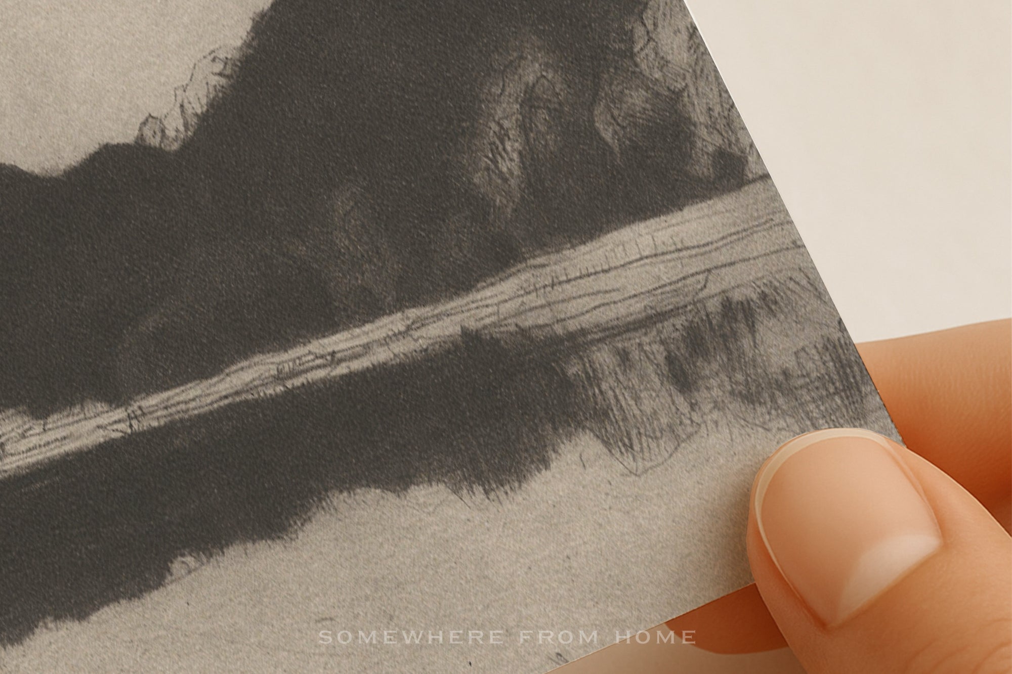 Ridge Study Set of 2 - Vintage Landscape Drawing