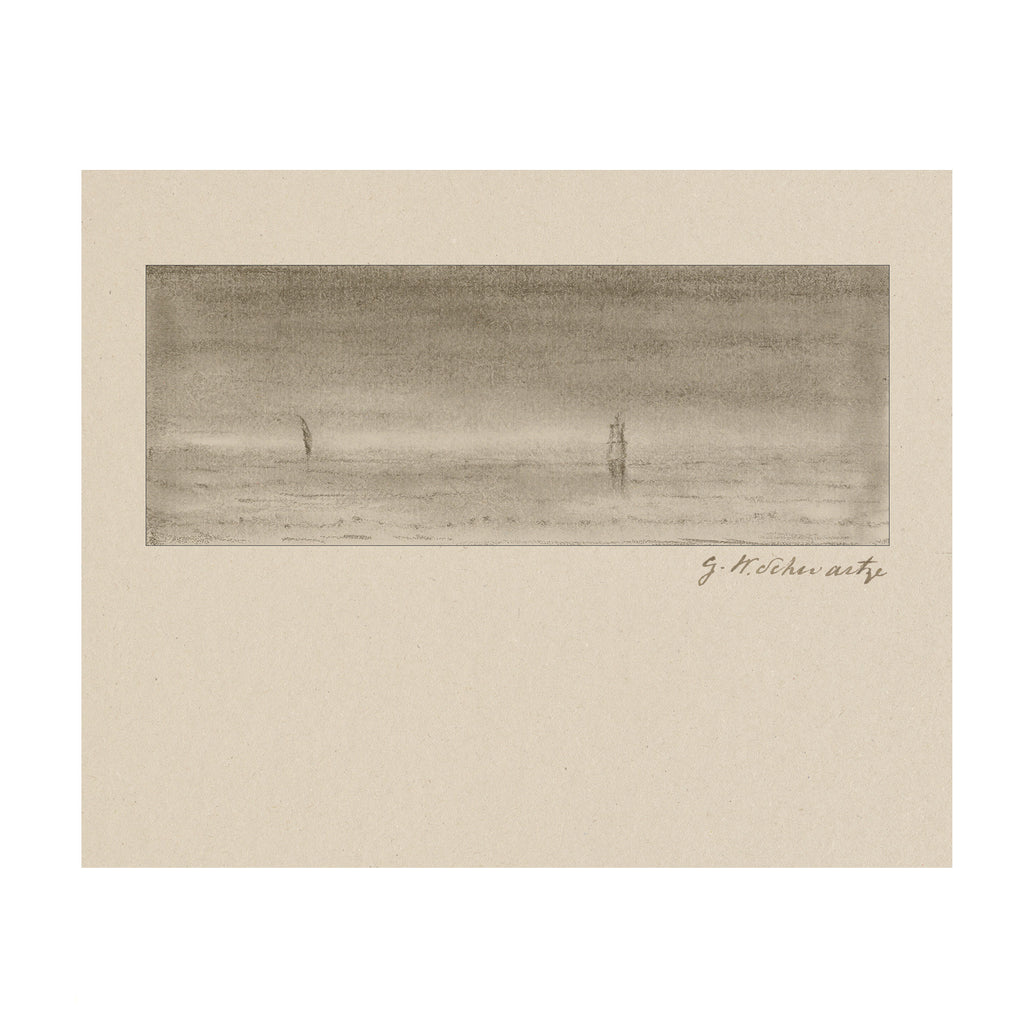 Quiet Horizon 1 - Vintage Seascape Sketch