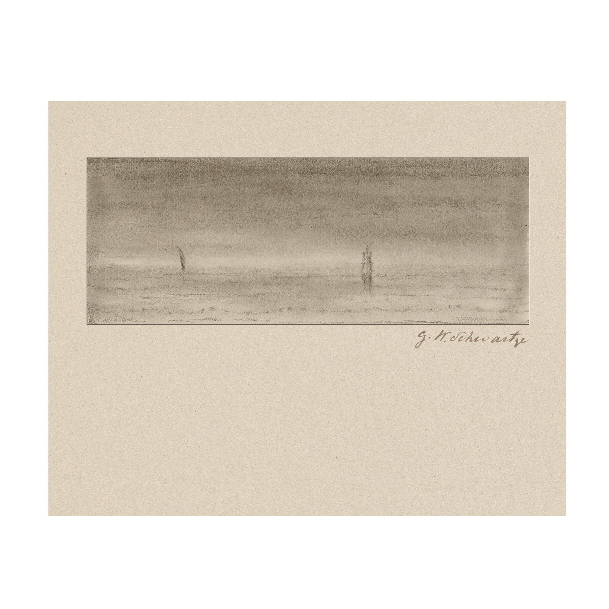 Quiet Horizon 1 - Vintage Seascape Sketch