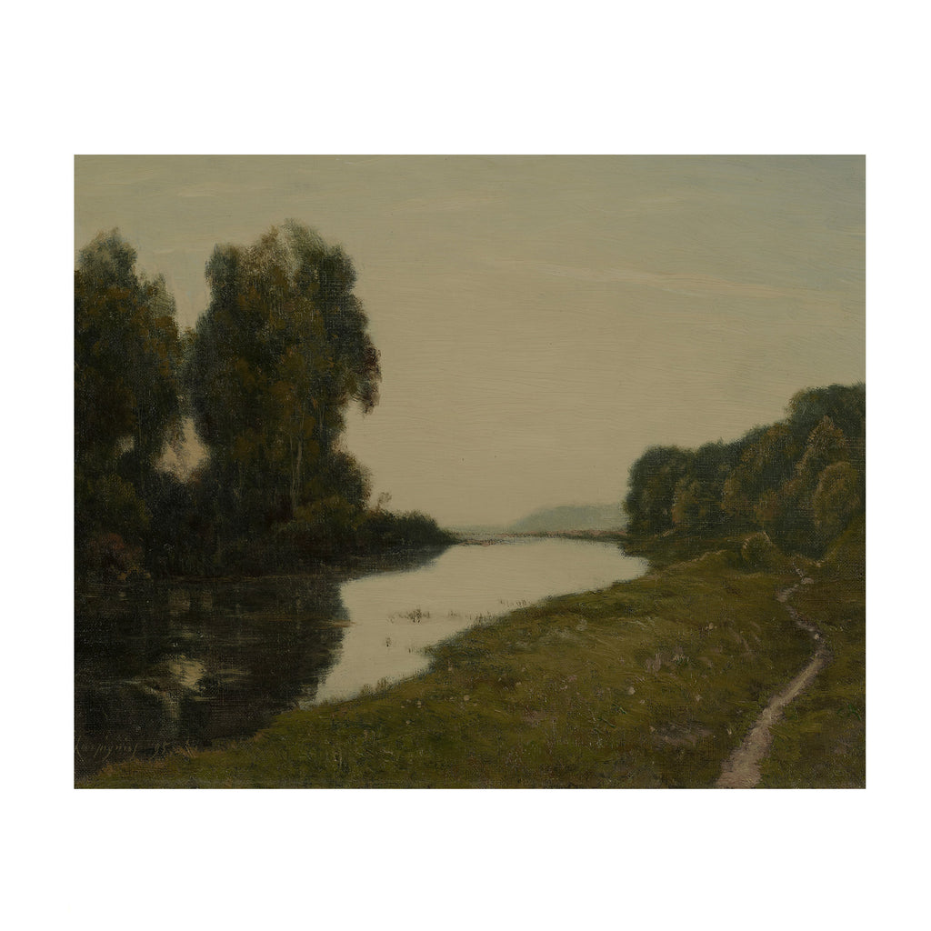 Riverbend Quiet – Moody Green Landscape