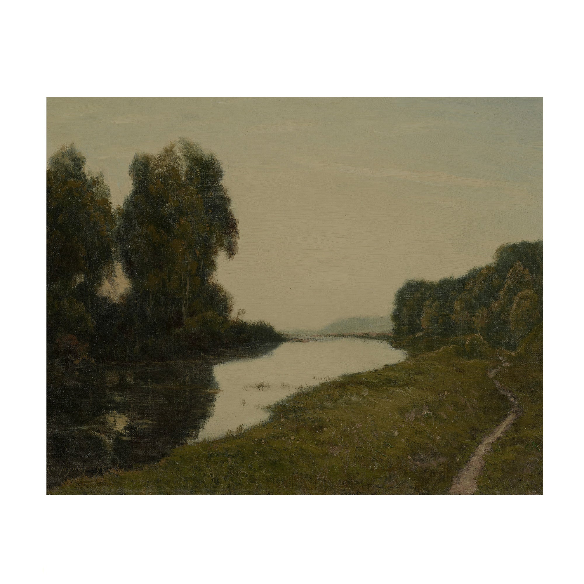 Riverbend Quiet – Moody Green Landscape