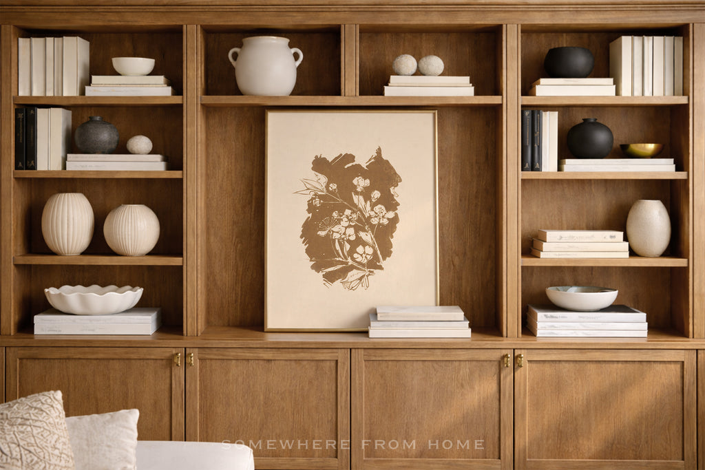 Umber Botanical Study – Vintage Floral Silhouette