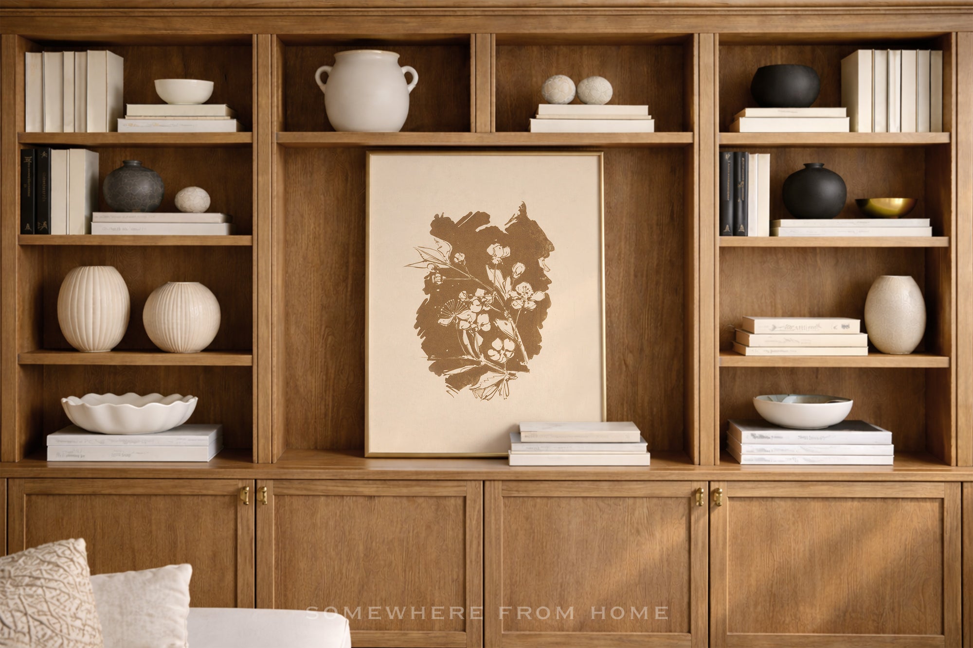 Umber Botanical Study – Vintage Floral Silhouette