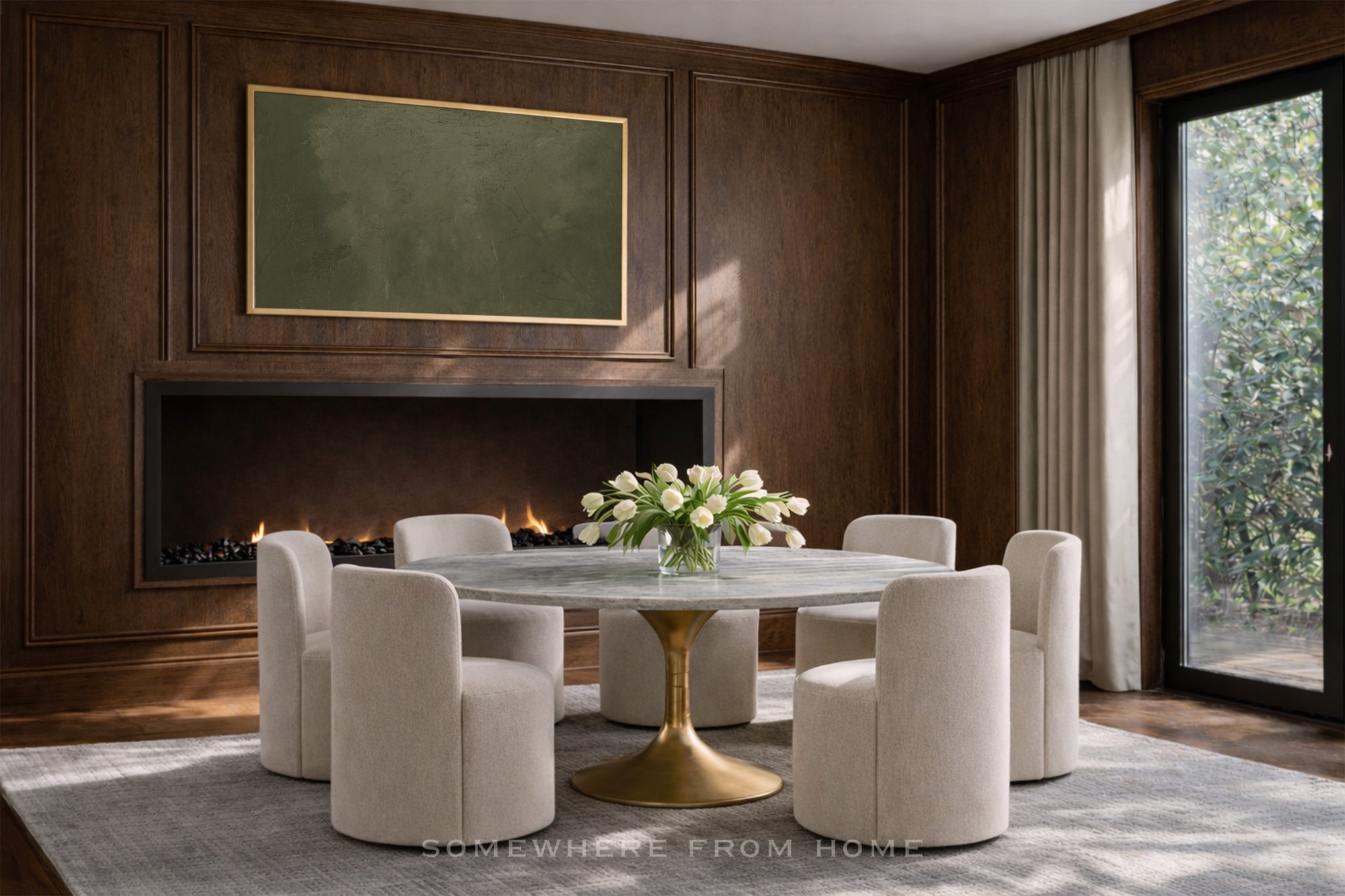 Olive Veil - Moody Green Abstract