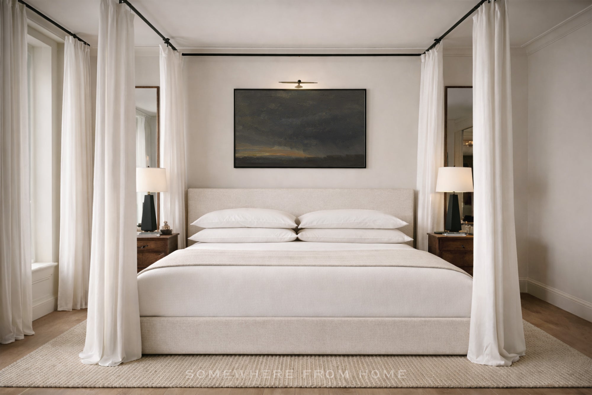 Gilded Horizon - Muted Blue Landscape