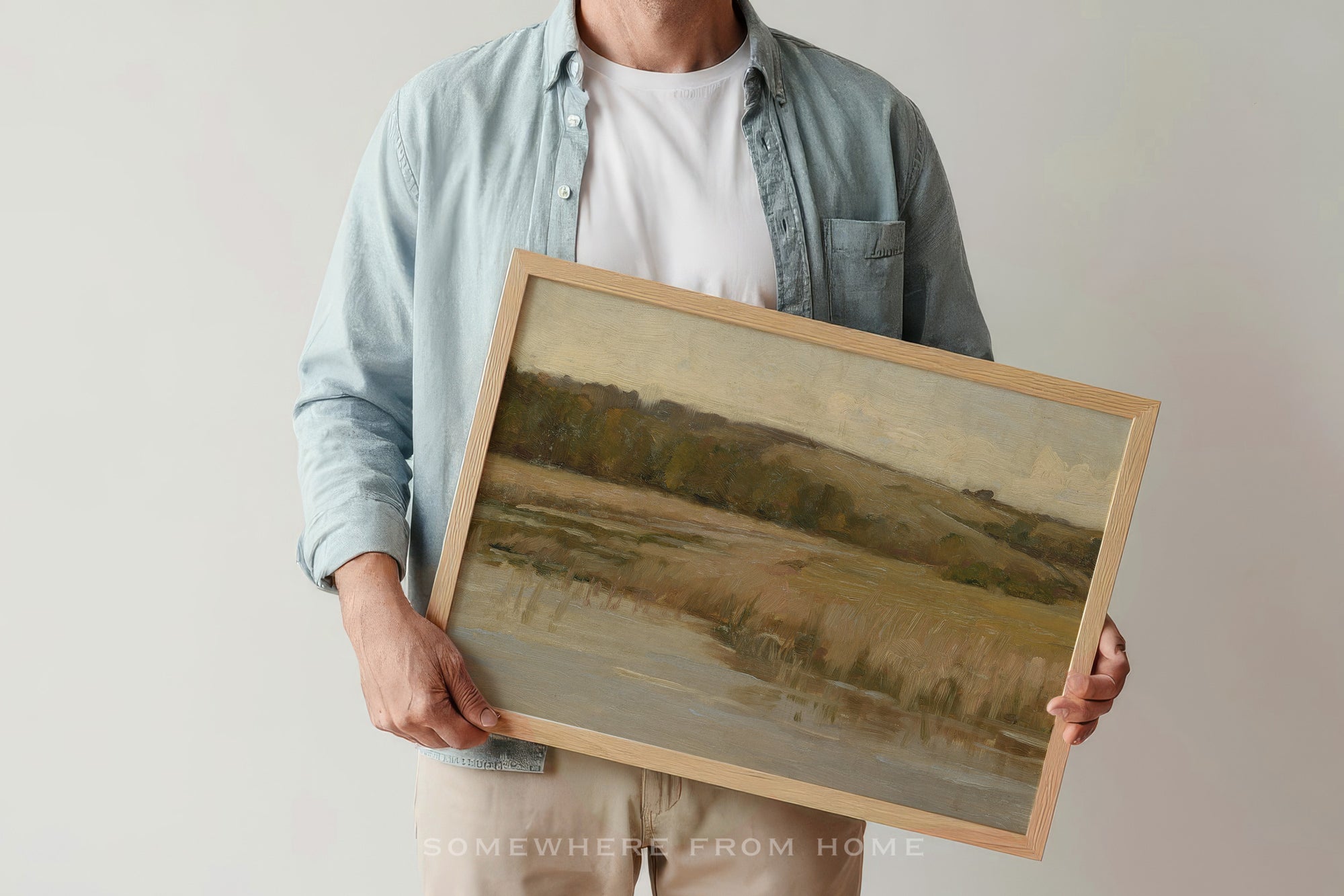 Quiet Meadow - Soft Neutral Countryside Painting