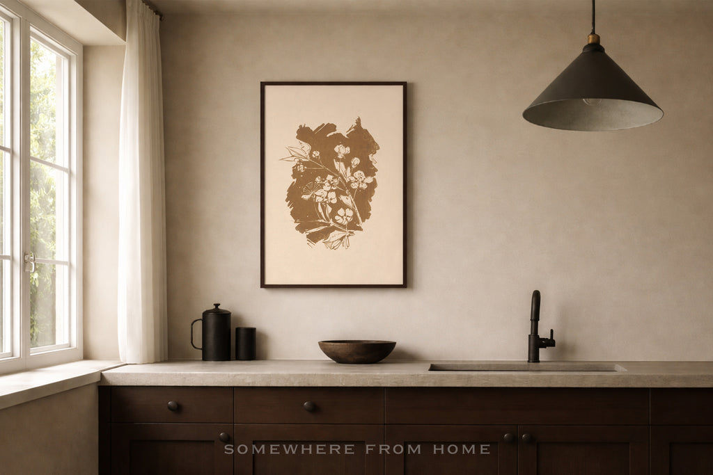 Umber Botanical Study – Vintage Floral Silhouette