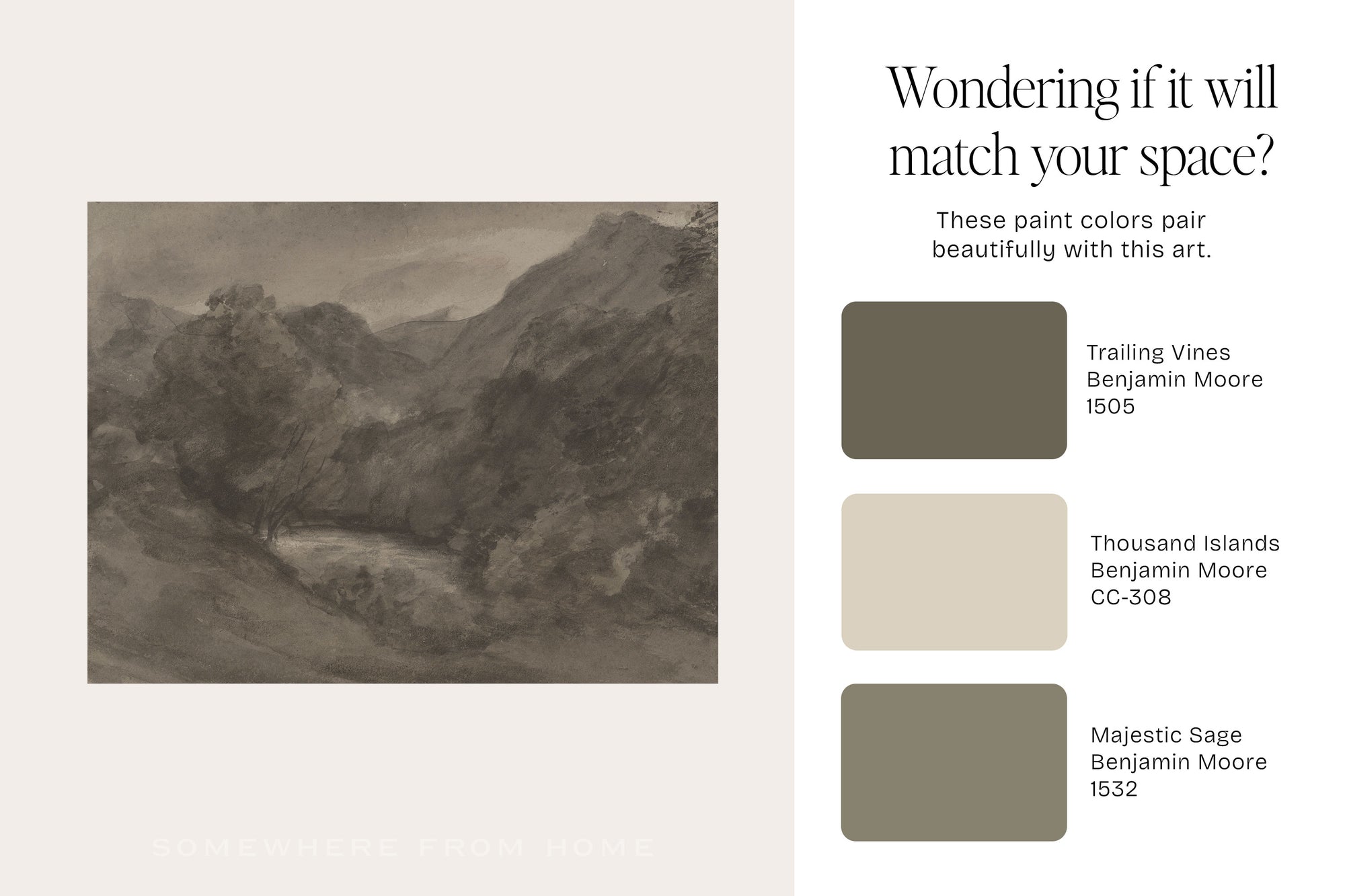 Valley in Sepia - Warm Neutral Hillside