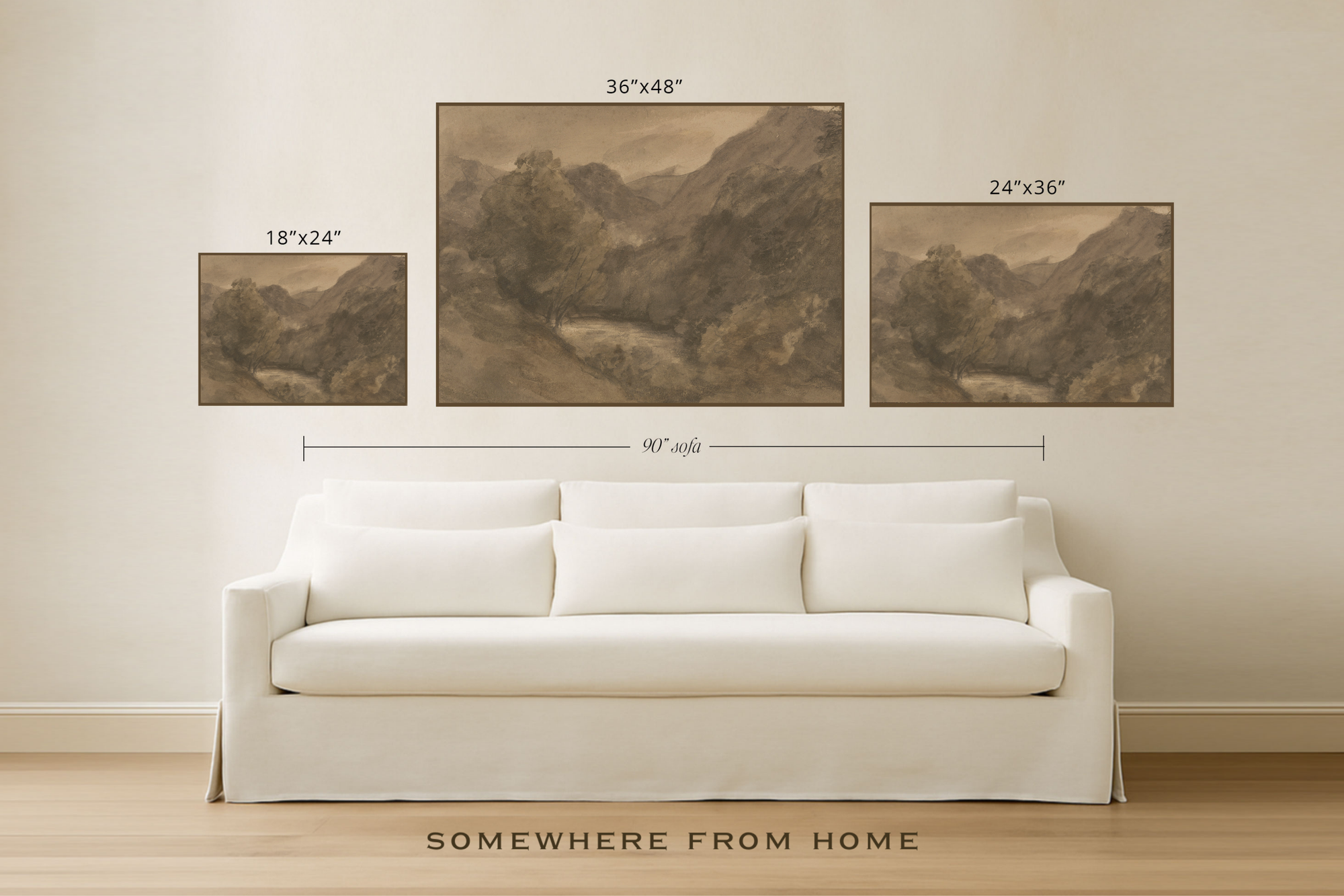 Valley in Sepia - Warm Neutral Hillside