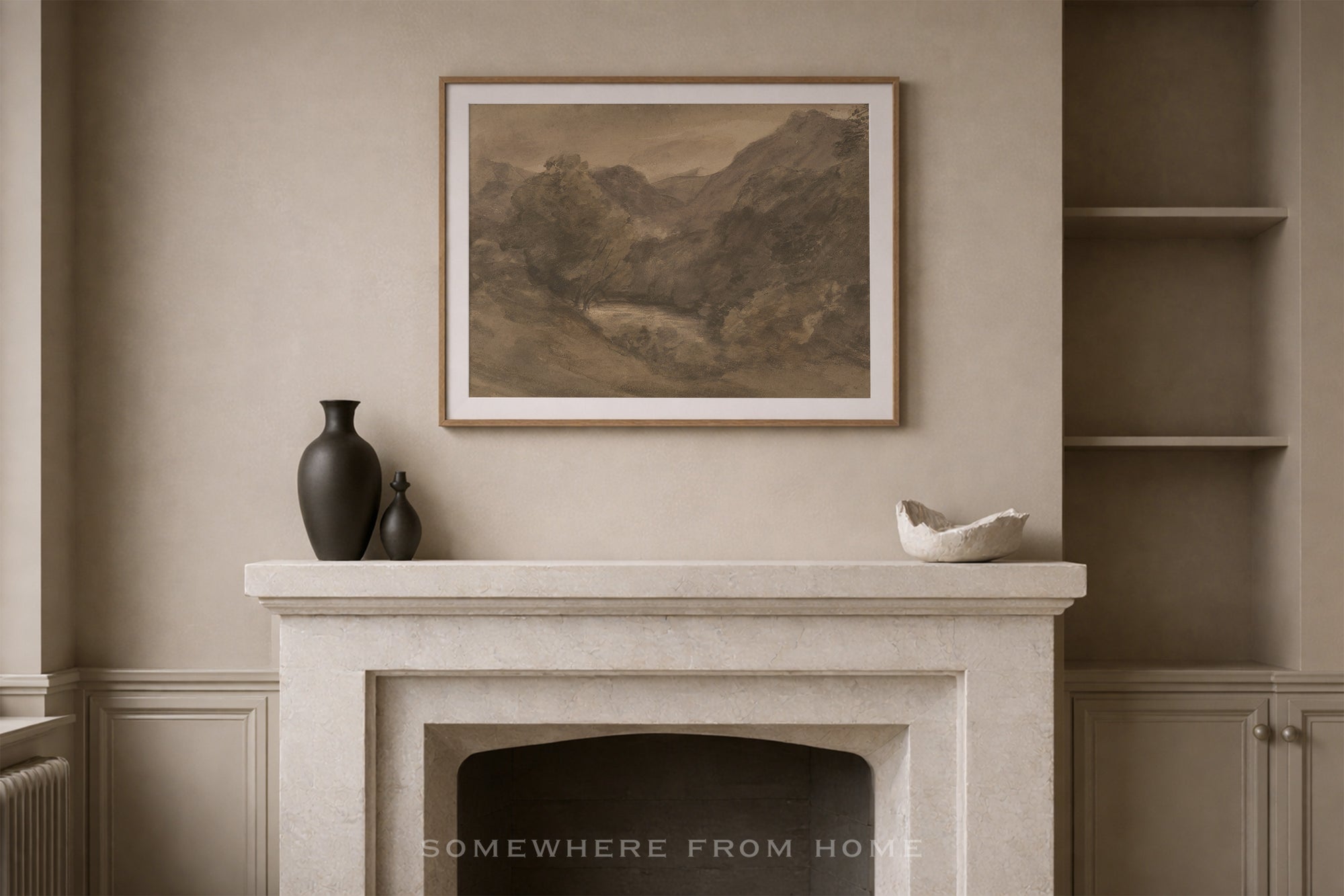 Valley in Sepia - Warm Neutral Hillside