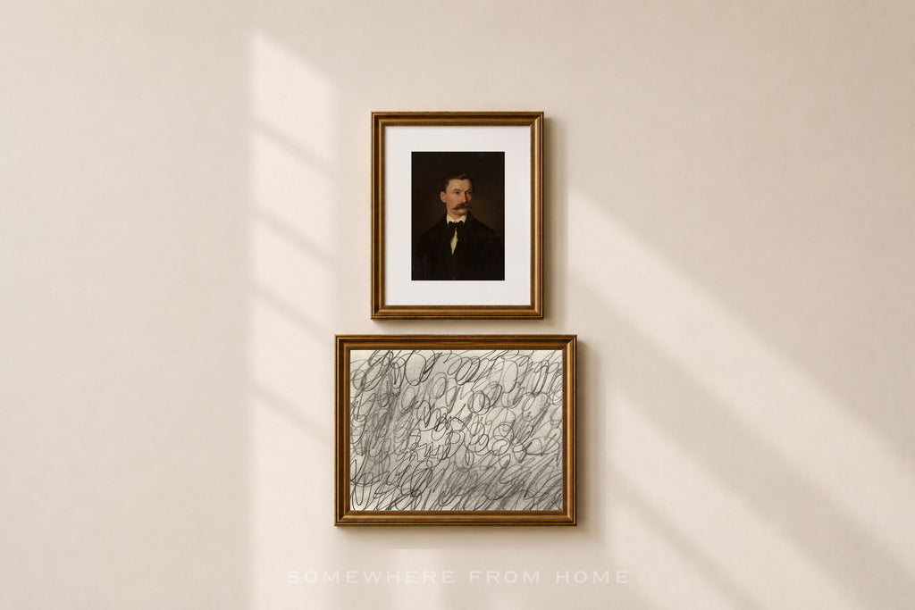 Vintage Portrait & Swirls - Set of 2