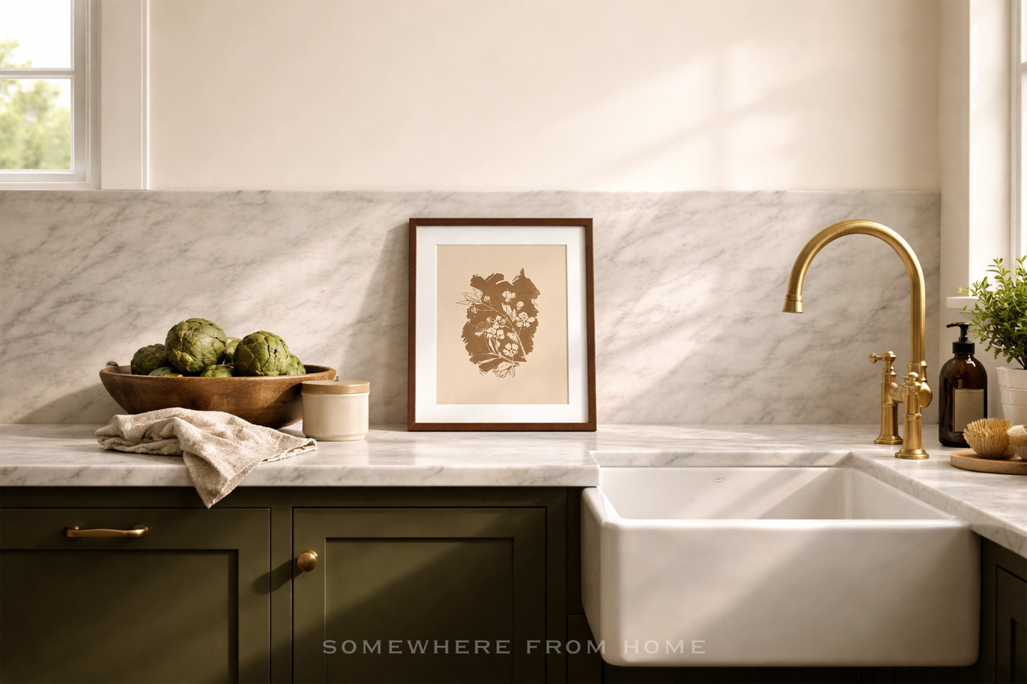 Umber Botanical Study – Vintage Floral Silhouette
