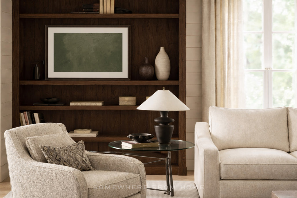 Olive Veil - Moody Green Abstract