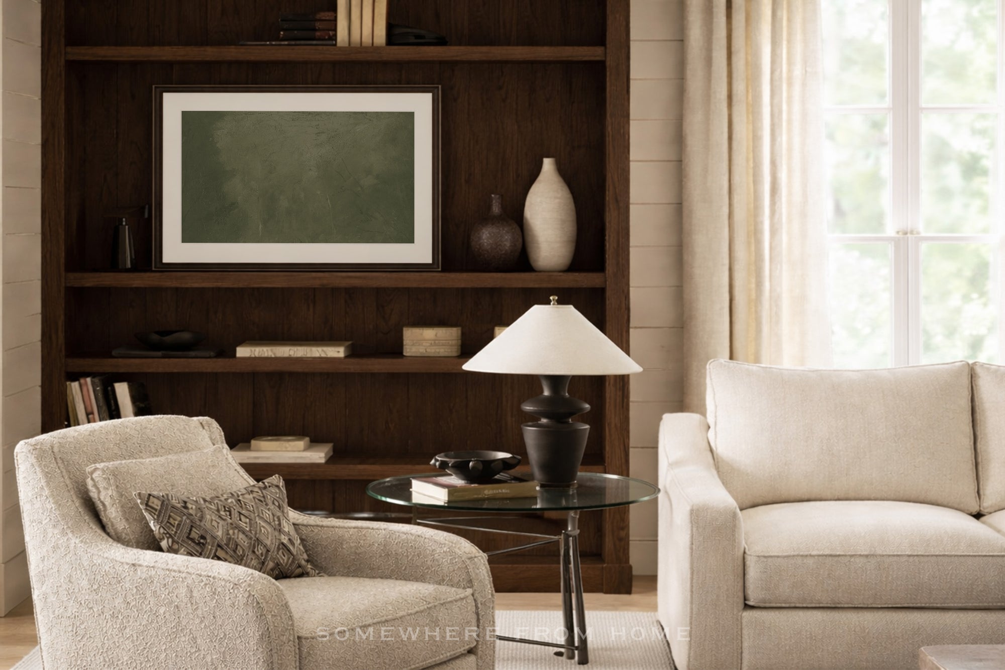 Olive Veil - Moody Green Abstract