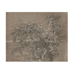 A sepia-toned botanical artwork depicting leafy tree branches and foliage on a textured brown background, shown centered within a white border.