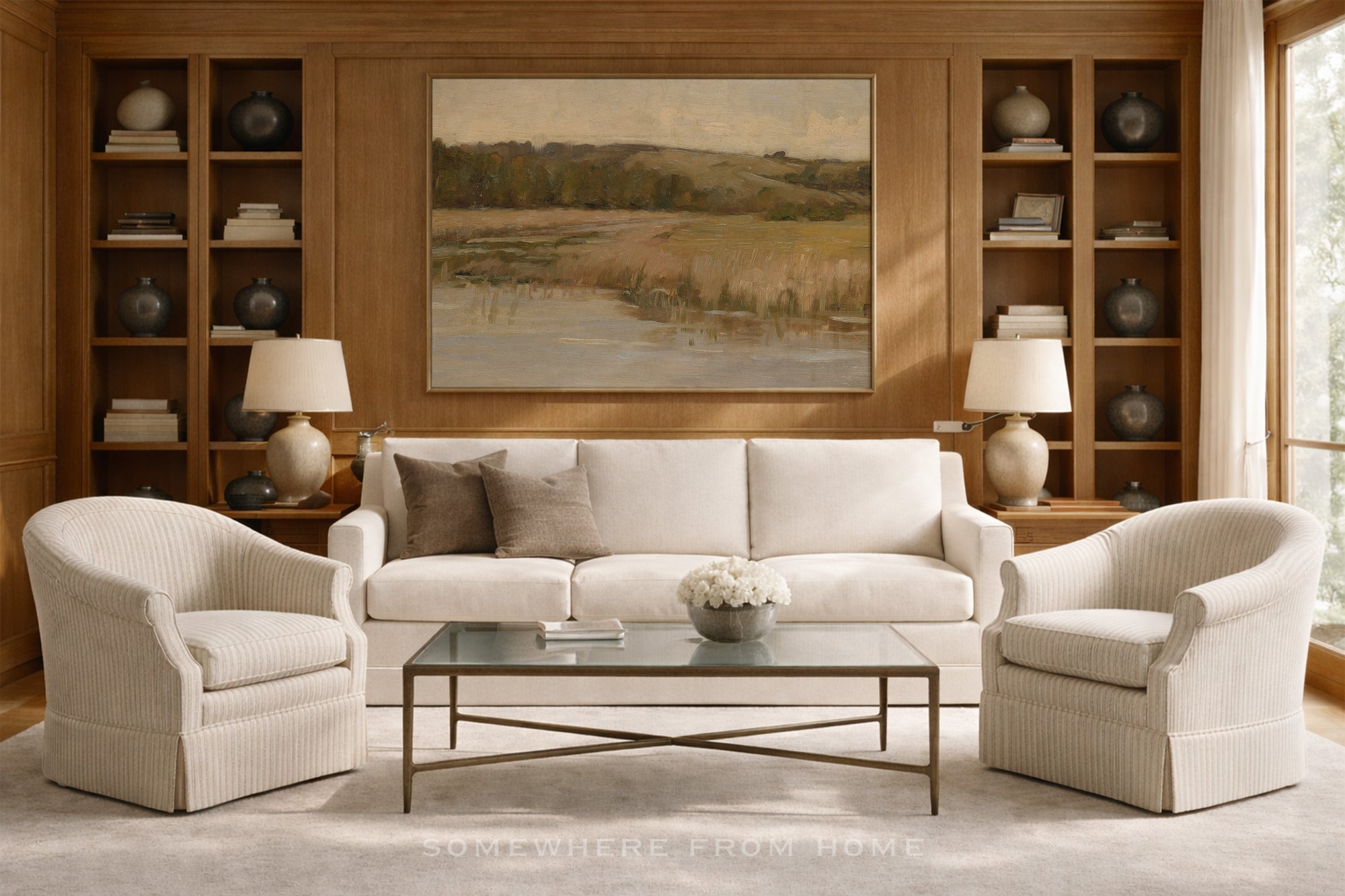 Quiet Meadow - Soft Neutral Countryside Painting