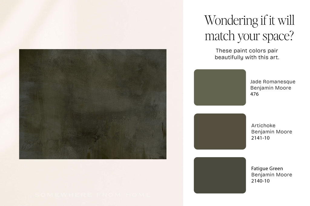 Verdant Haze - Moody Green Abstract Unframed Print