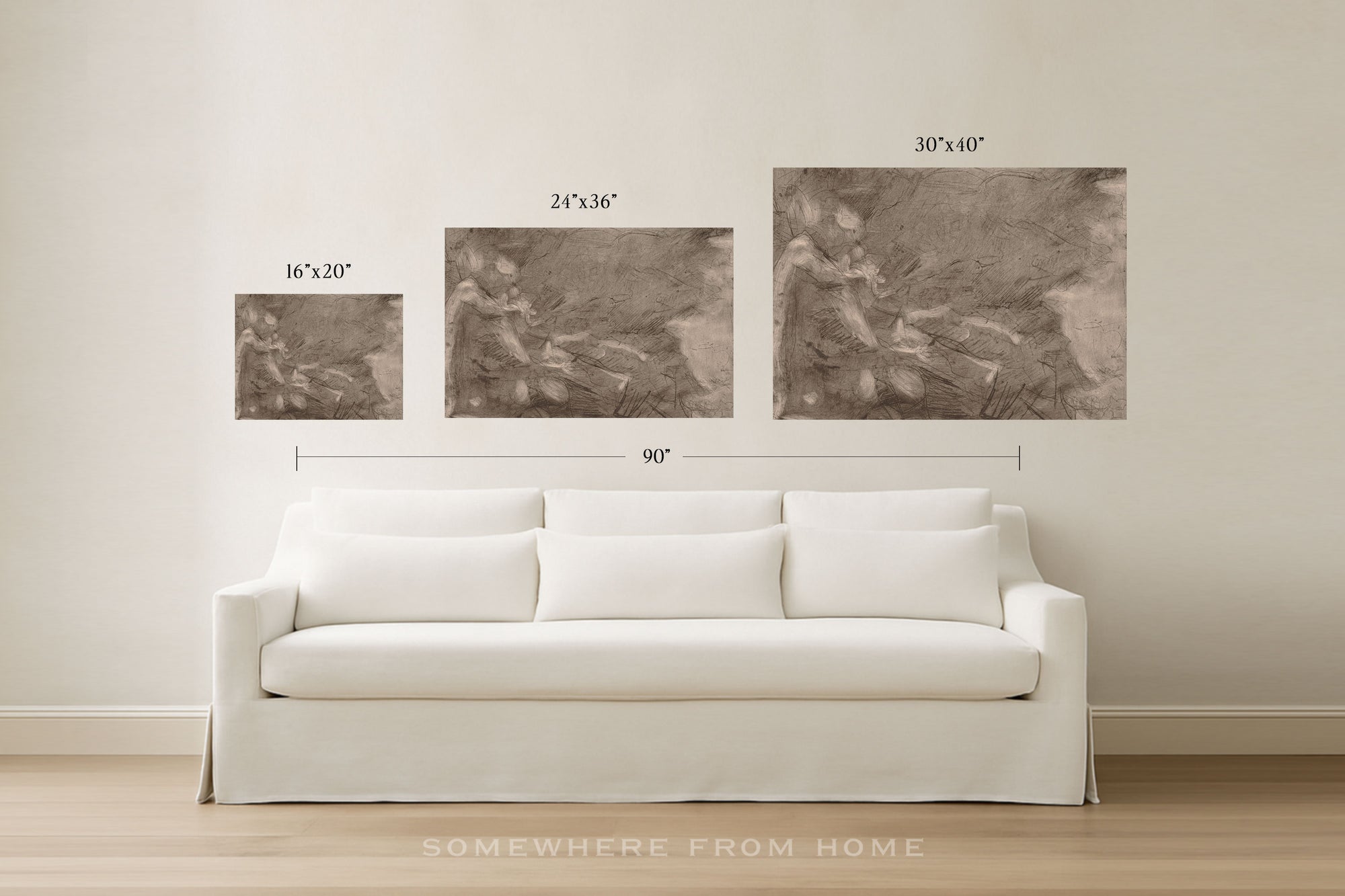 Sepia Reverie - Vintage Sepia Abstract Sketch Unframed Print