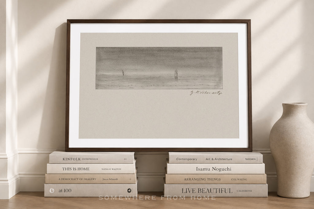 Quiet Horizon 1 - Vintage Seascape Sketch