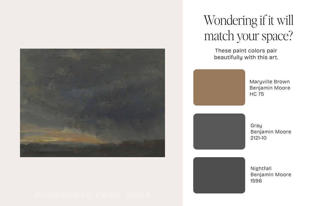 Gilded Horizon - Muted Blue Landscape Unframed Print