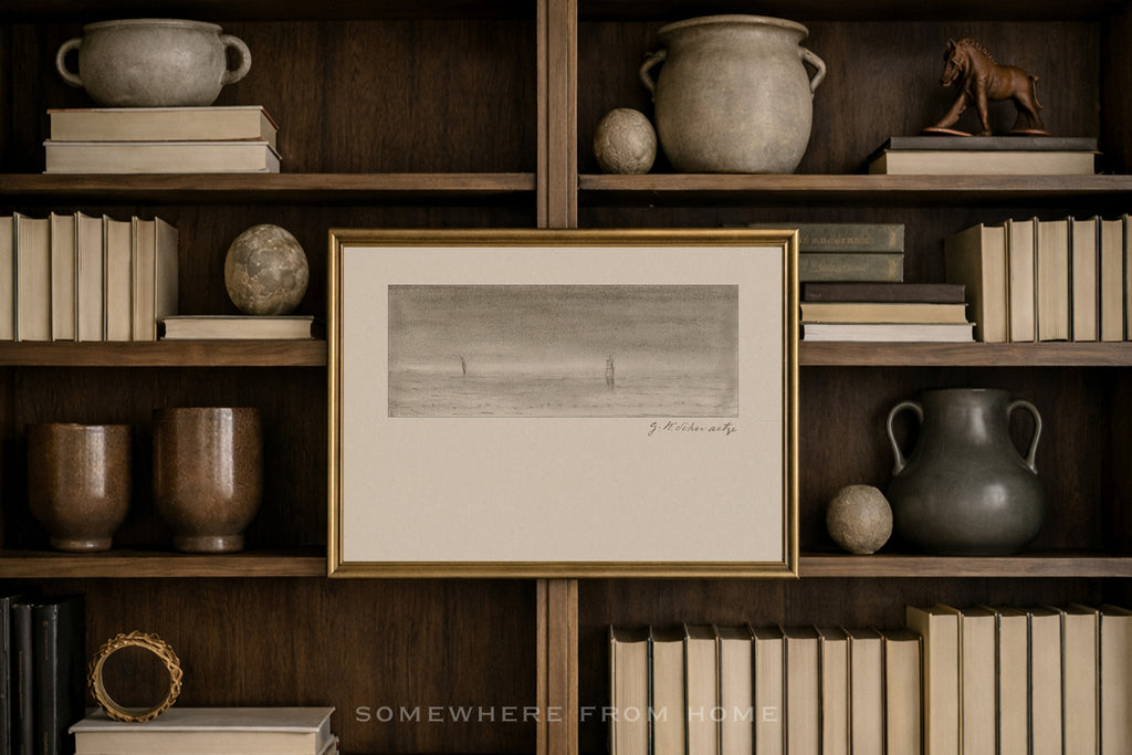 Quiet Horizon 1 - Vintage Seascape Sketch