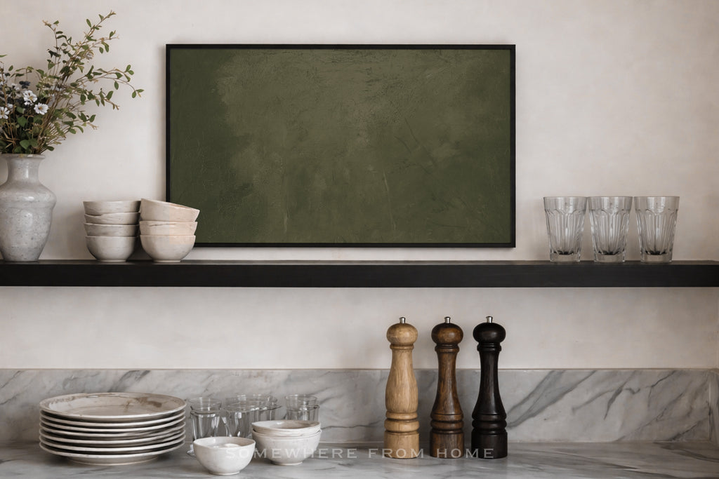 Olive Veil - Moody Green Abstract