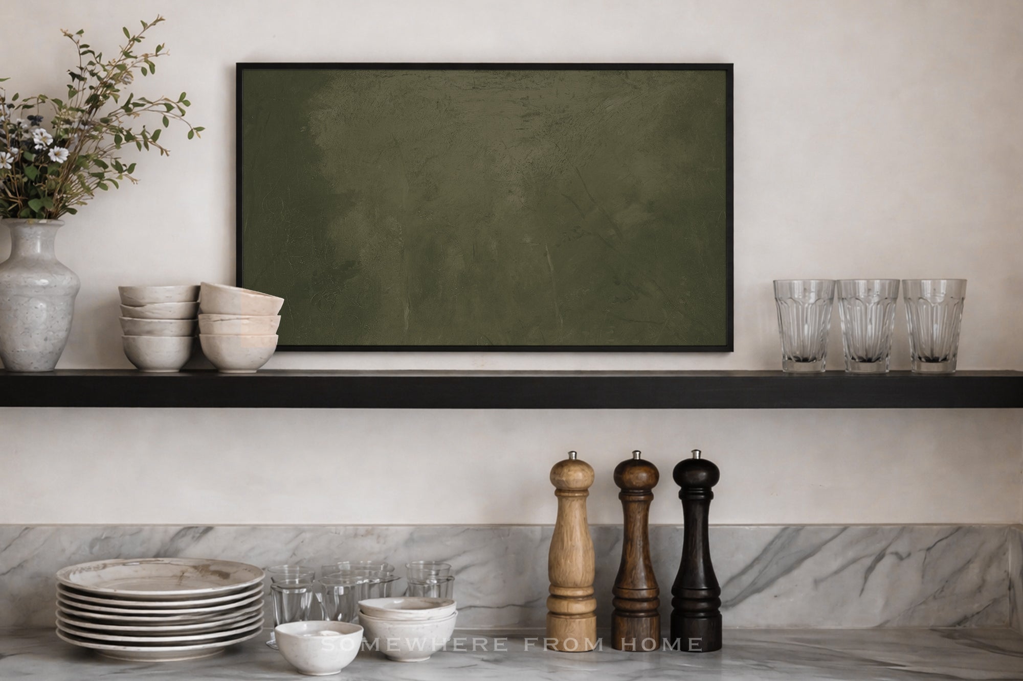 Olive Veil - Moody Green Abstract