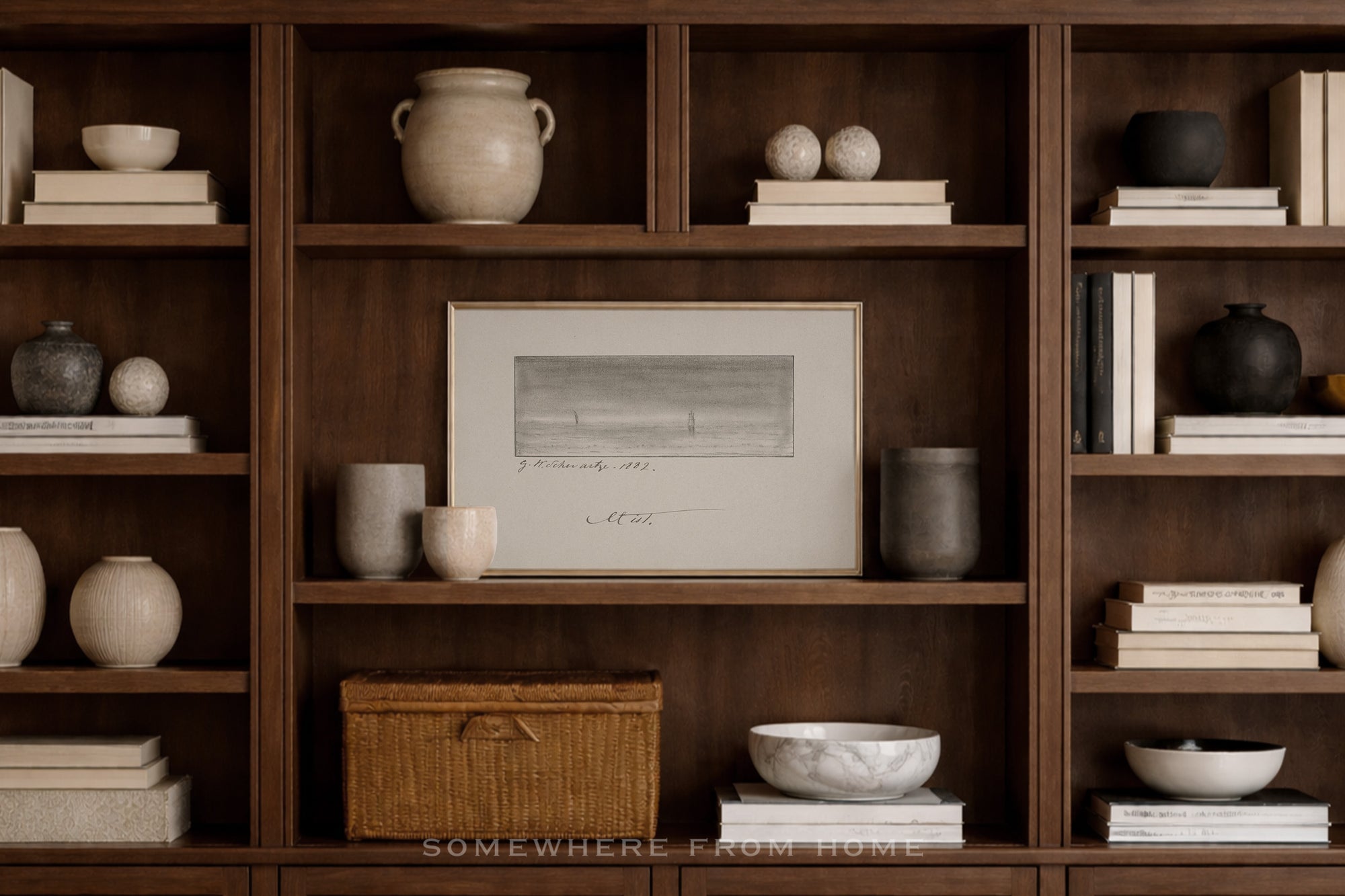 neutral-horizontal-landscape-art-print-in-dark-moody-bookcase_jpg