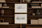 Terrain Study Set of 2 - Vintage Landscape Sketch