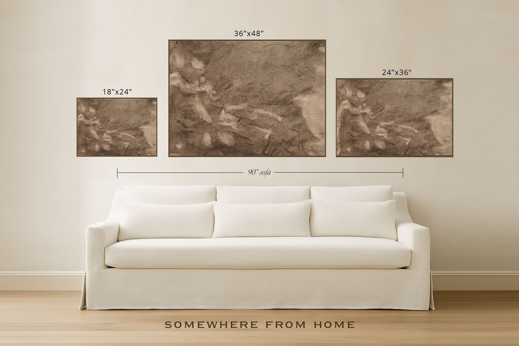 Sepia Reverie - Vintage Sepia Abstract Sketch Art Print