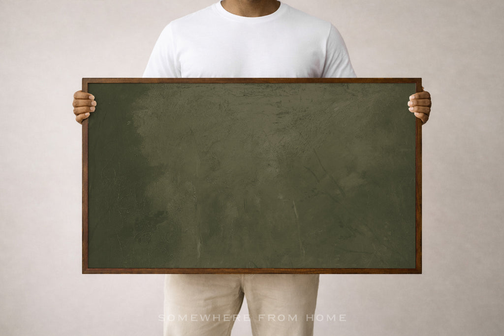 Olive Veil - Moody Green Abstract