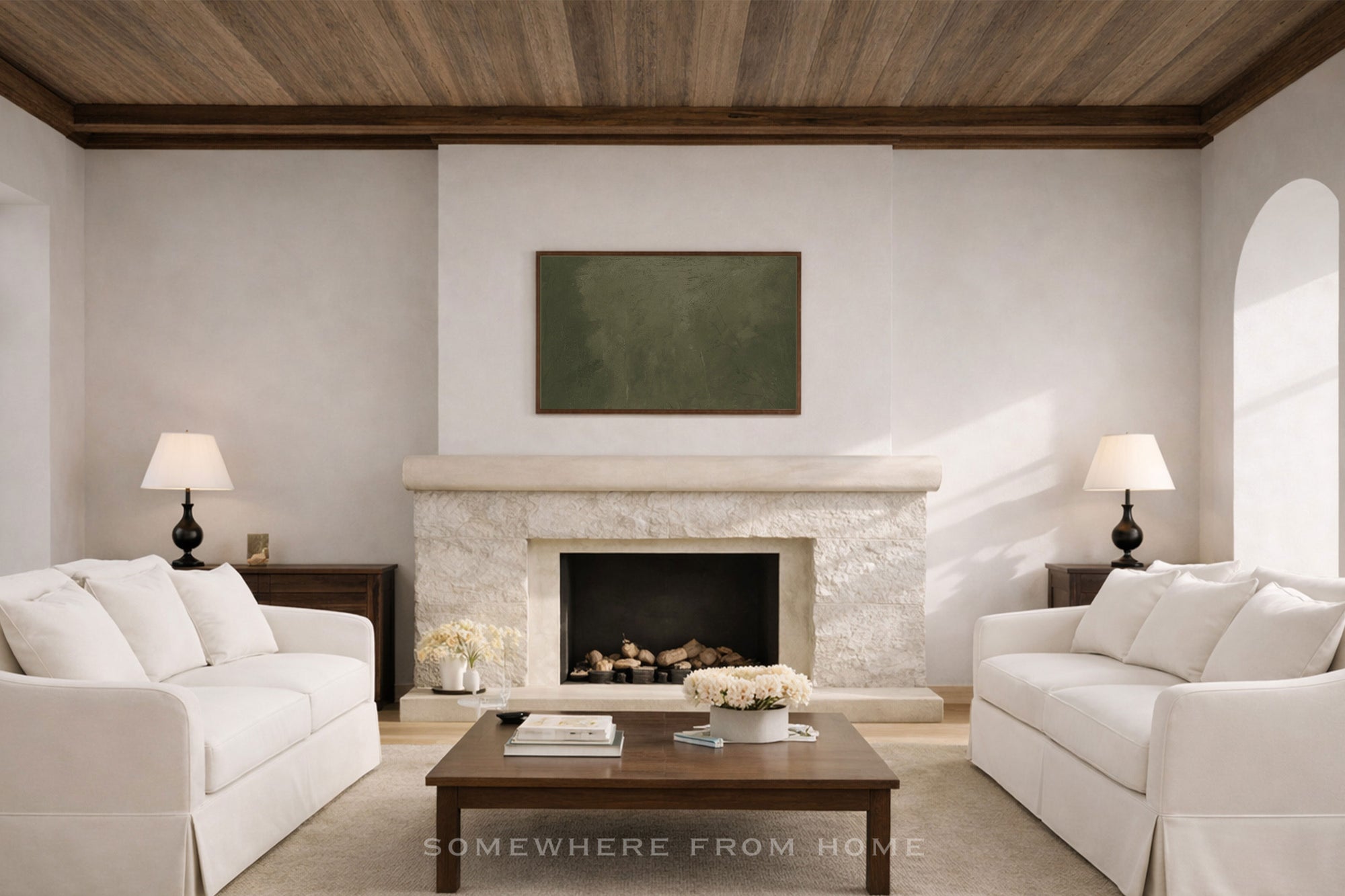 Olive Veil - Moody Green Abstract