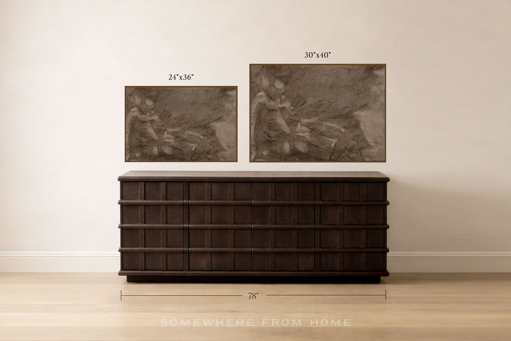 Sepia Reverie - Vintage Sepia Abstract Sketch Unframed Print