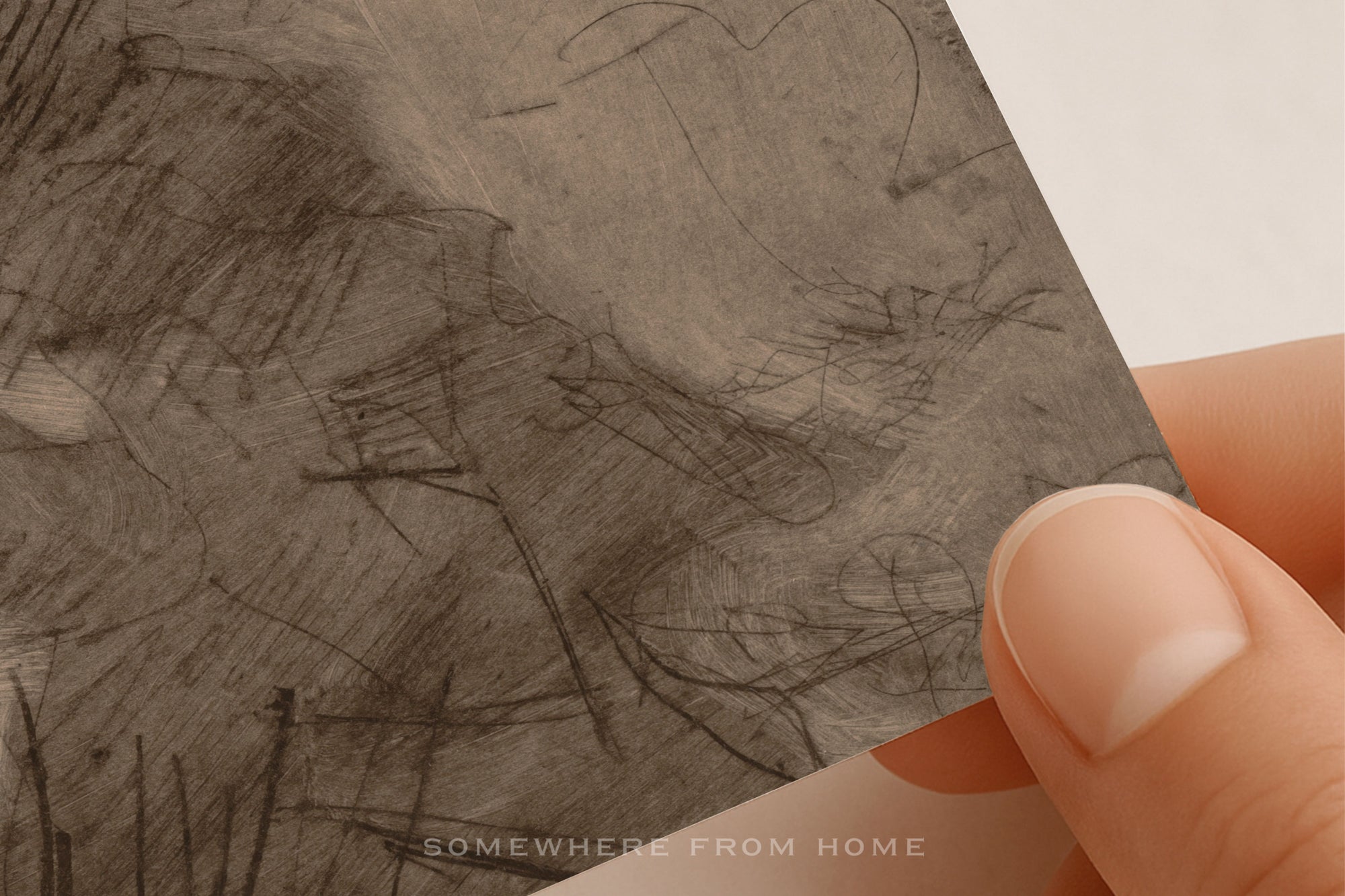 Sepia Reverie - Vintage Sepia Abstract Sketch Unframed Print
