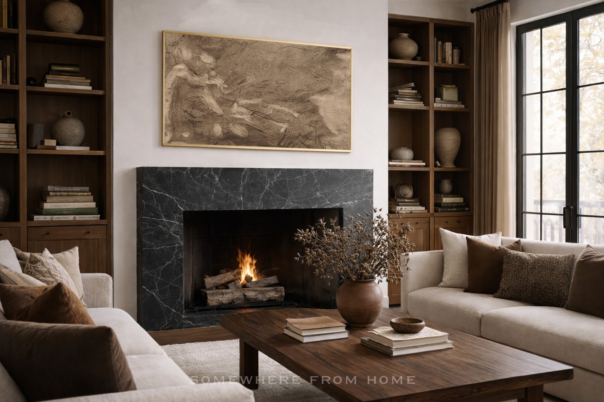 Sepia Reverie - Vintage Sepia Abstract Sketch Art Print