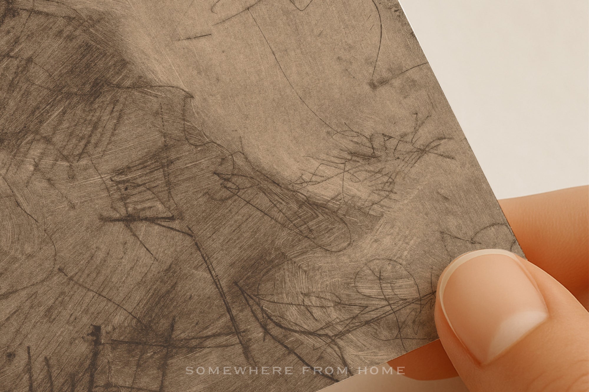 Sepia Reverie - Vintage Sepia Abstract Sketch Art Print