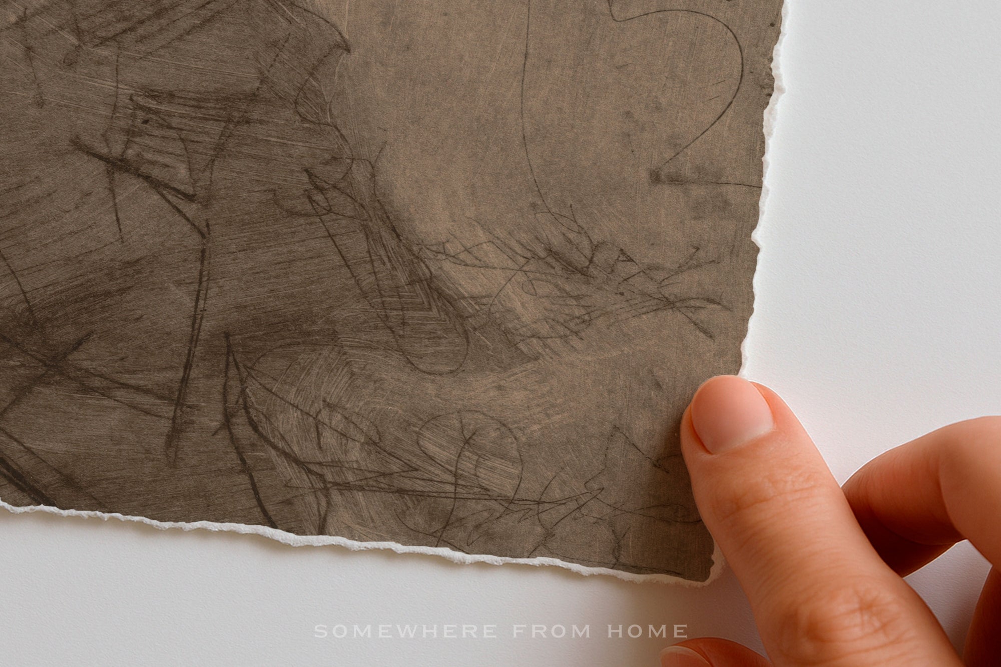 Sepia Reverie - Vintage Sepia Abstract Sketch Unframed Print