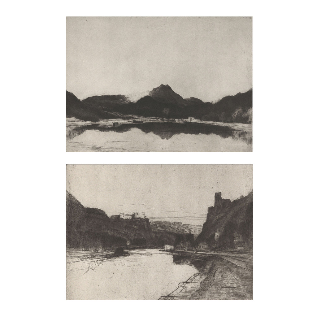 Ridge Study Set of 2 - Vintage Landscape Drawing