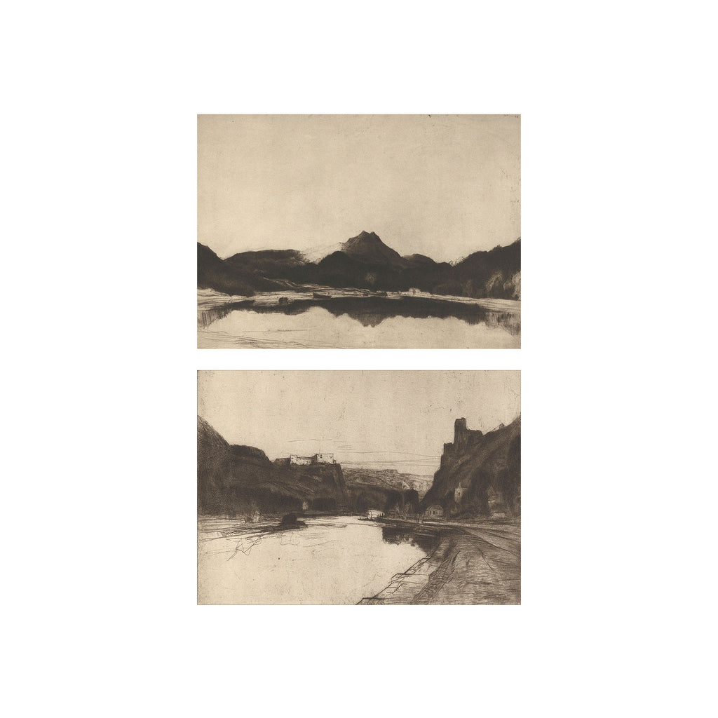 Ridge Study Set of 2 - Vintage Landscape Drawing