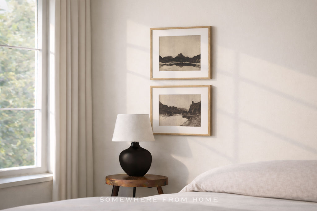 Ridge Study Set of 2 - Vintage Landscape Drawing