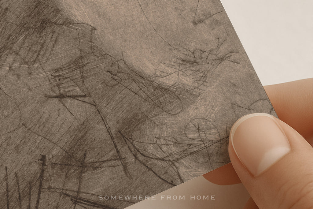 Sepia Reverie - Vintage Sepia Abstract Sketch Unframed Print