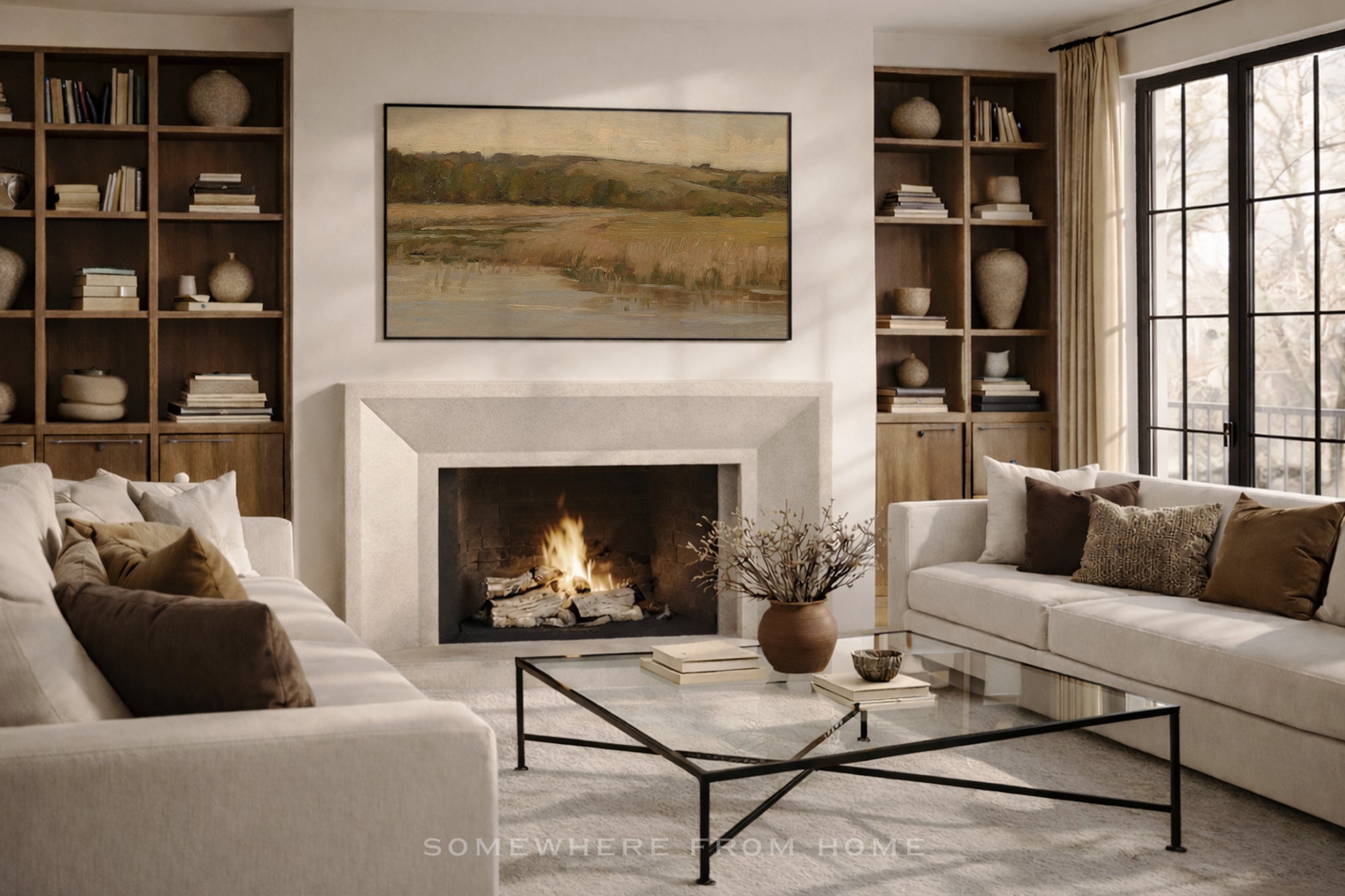 Quiet Meadow - Soft Neutral Countryside Painting