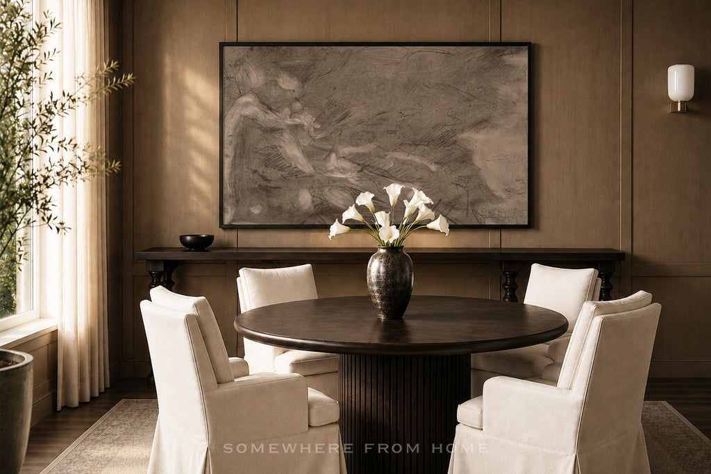 Sepia Reverie - Vintage Sepia Abstract Sketch Unframed Print